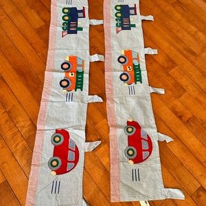 Window valance for boys room , car, truck , train kid decor set of 2